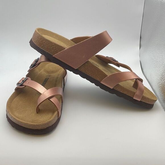 CUSHIONAIRE Women's Cork Footbed Sandal SIZE 10 ROSEGOLD - Picture 6 of 7